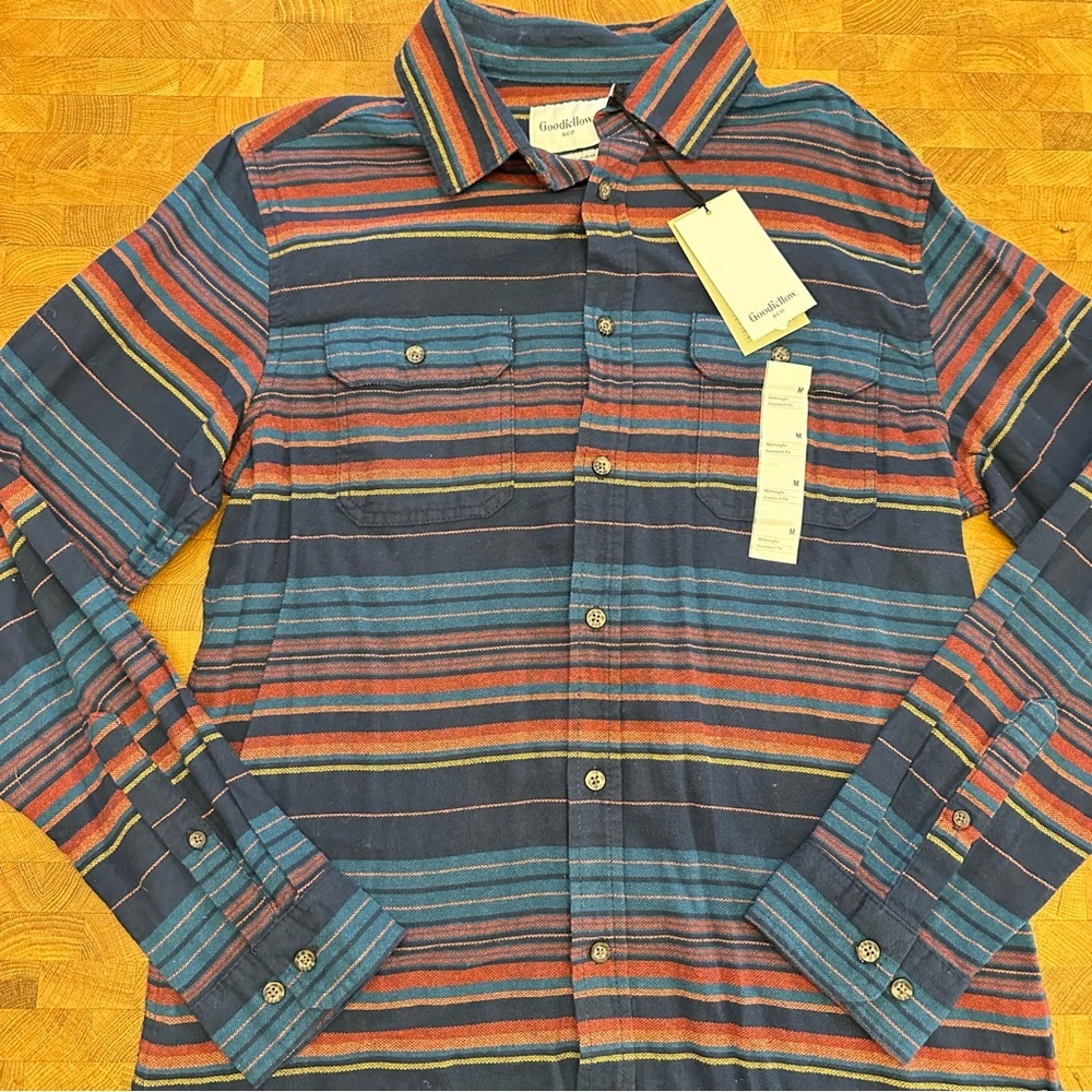 New Goodfellow & Co Multicolor Striped Button Down Shirt- Men’s Medium